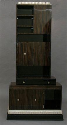 Appraisal: Art Deco-Style Macassar Ebony Skyscraper-Form Bookcase x in