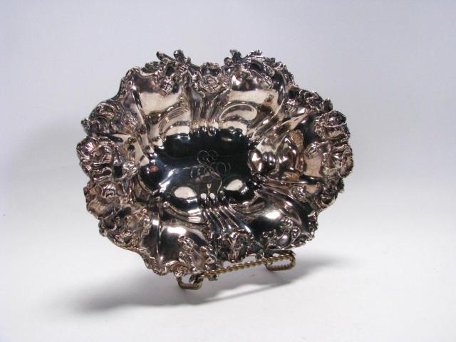 Appraisal: Antique sterling silver floral bowl x with flowers and leaves