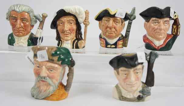 Appraisal: Royal Doulton Miniature Character Jugs Apothecary D Athos D Guardsman