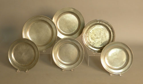 Appraisal: Five English pewter plates th c - dia