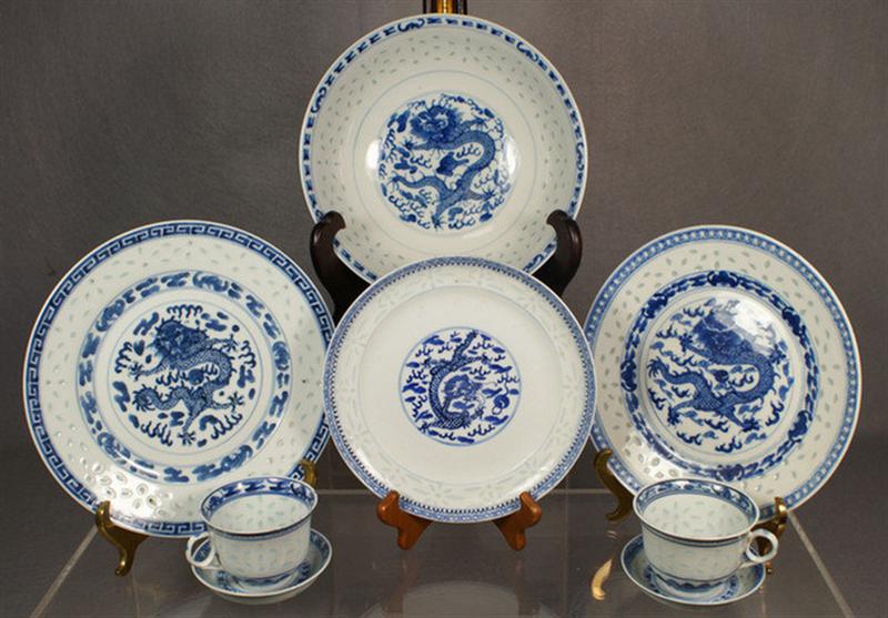 Appraisal: Lot of th c Chinese rice grain porcelain comprising of