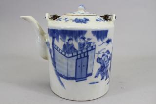 Appraisal: Antique Chinese Blue White Porcelain Teapot Antique Chinese Blue White