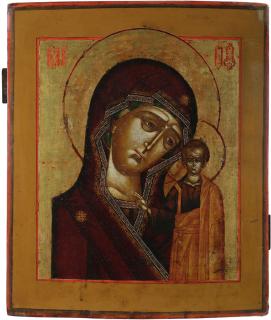 Appraisal: A RUSSIAN ICON OF THE VLADIMIRSKAYA MOTHER OF GOD TH