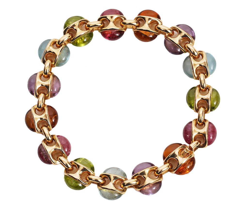 Appraisal: Contemporary Style K YG Multistone Link Bracelet Contemporary style K