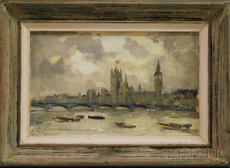 Appraisal: British School th Century View of the Thames Towards the