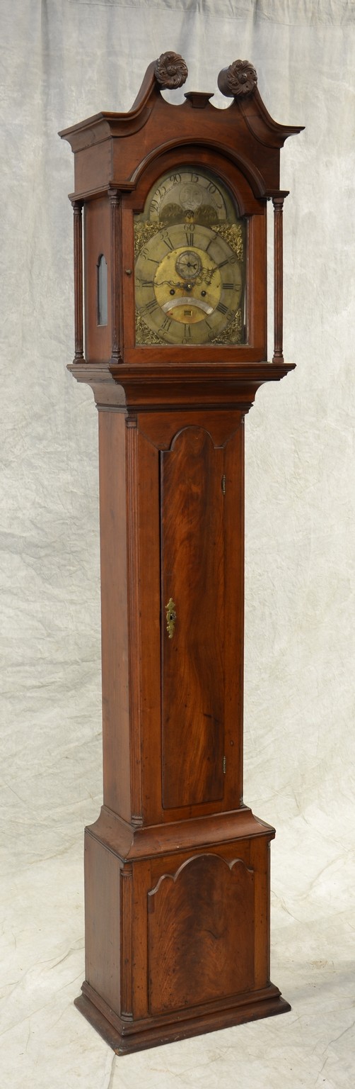 Appraisal: Walnut Chippendale Joseph Wills tall case clock silvered brass moon