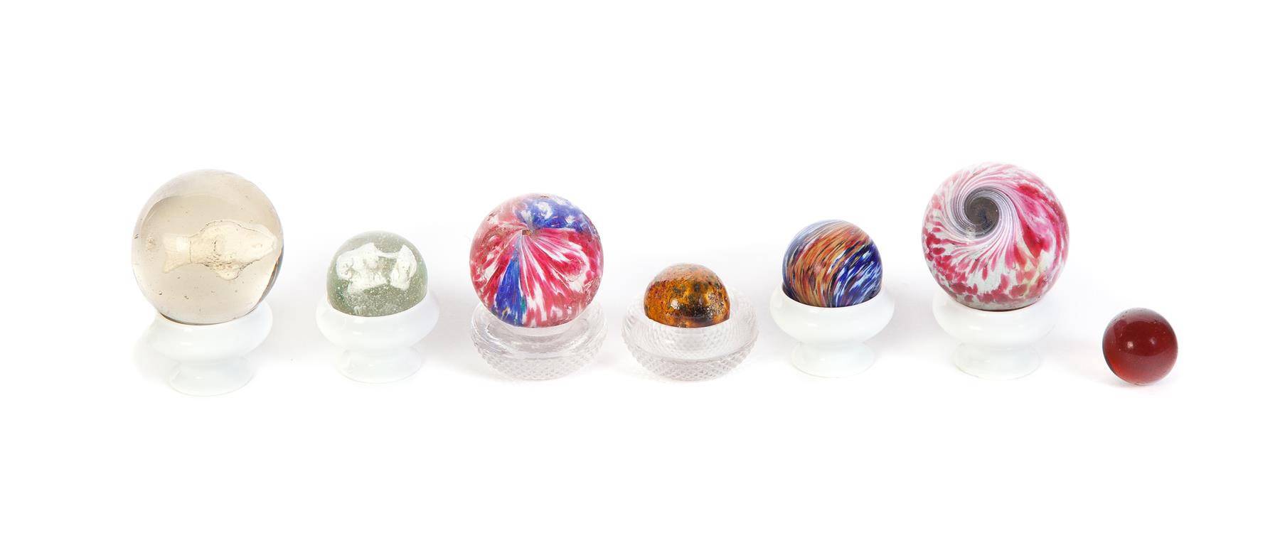 Appraisal: SEVEN MARBLES American Late th centry Two sulfides an elephant