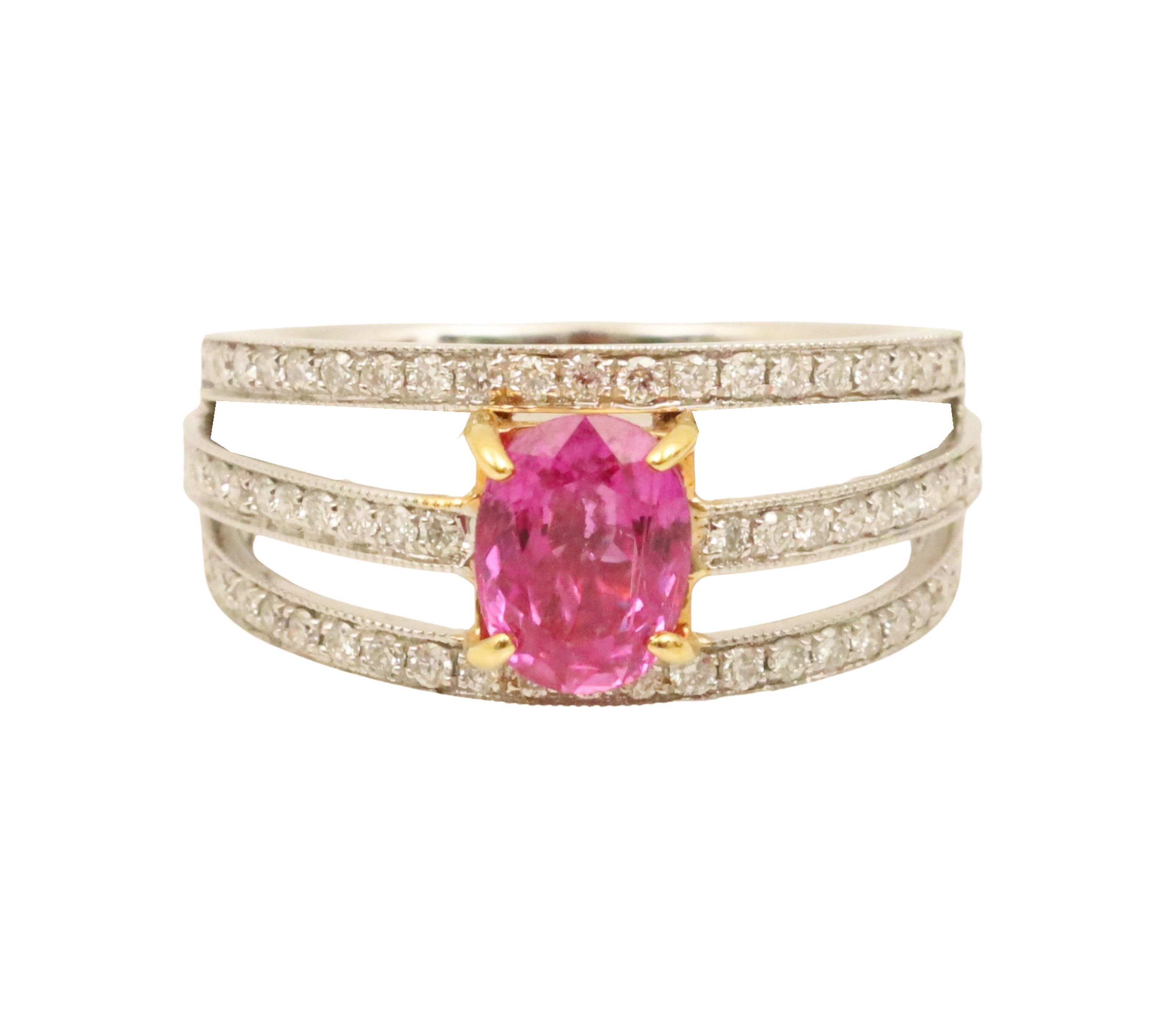 Appraisal: K white gold pink sapphire and diamond ring having carat