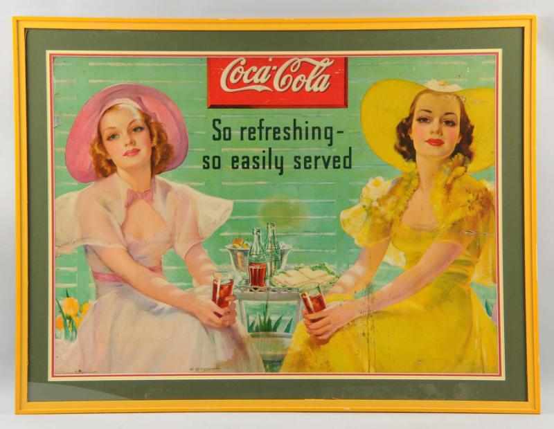 Appraisal: Large Cardboard Coca-Cola Poster Matted and framed under plexiglass A