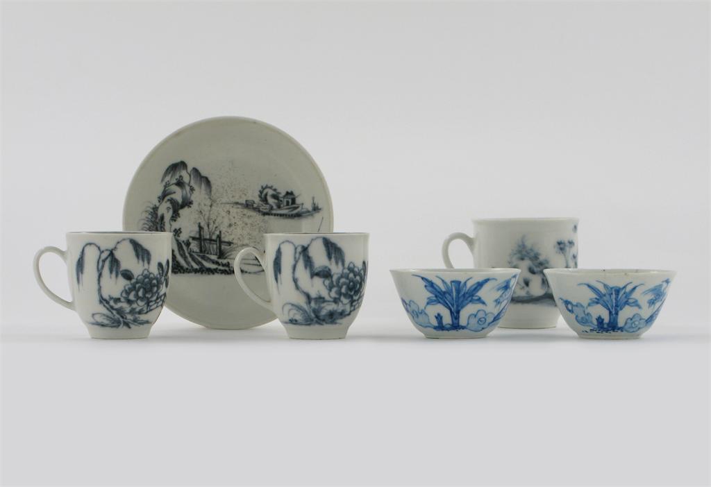 Appraisal: Three Plymouth blue and white coffee cups