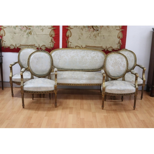 Appraisal: Antique French Louis XVI style five piece lounge suite comprising