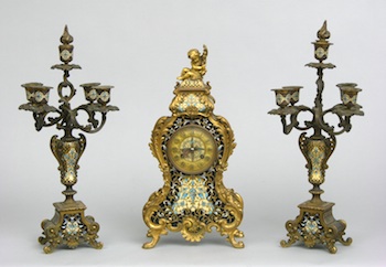 Appraisal: A Samuel Marti et Cie Clock Set Retailed by Bailey