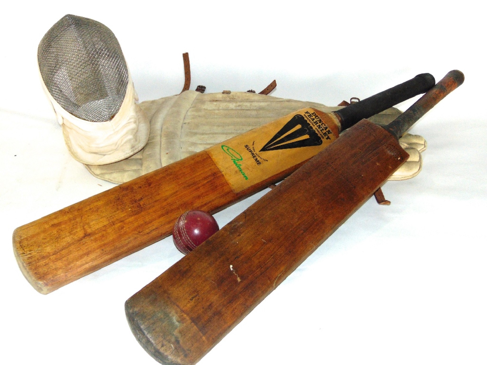 Appraisal: Vintage sporting effects to include a laced leather rugby ball