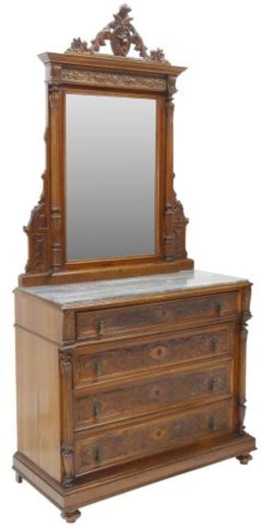 Appraisal: Italian dressing commode and mirror late th c carved crest