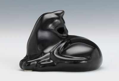 Appraisal: A Black Baccarat Crystal Figuine of a Cat Stylized figure