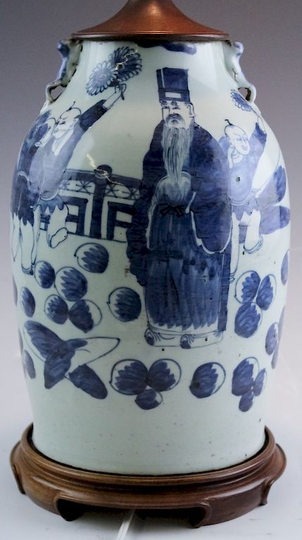 Appraisal: Chinese Blue And White Porcelain Ginger Jar Lamp Chinese export