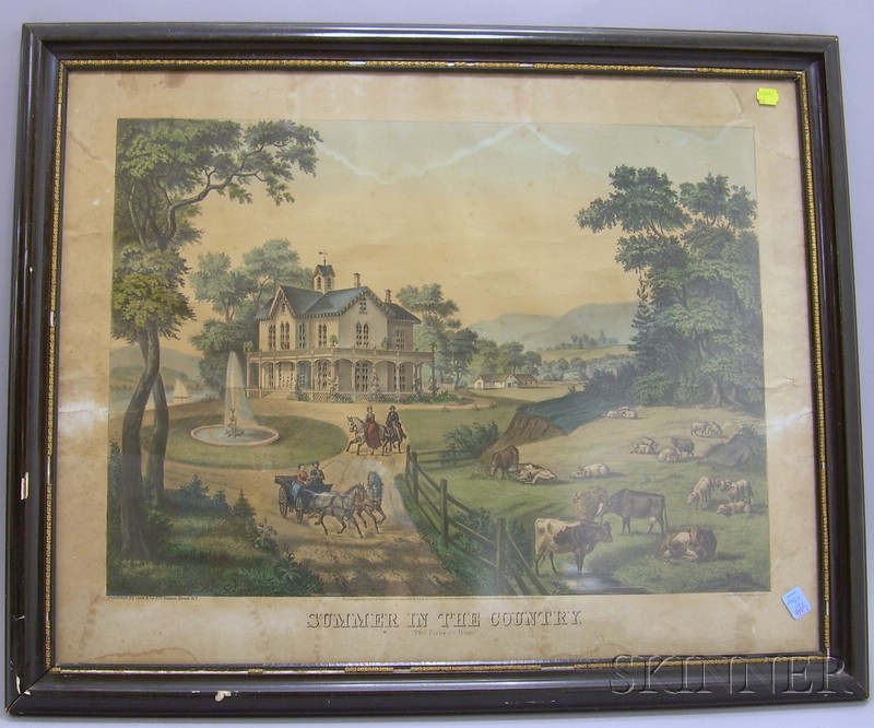 Appraisal: Framed Lyon Co Hand-colored Lithograph Summer in the Country The