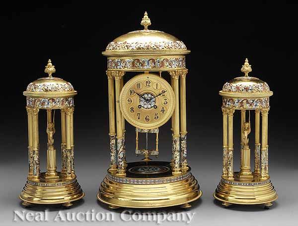 Appraisal: A Fine Napoleon III Champleve Enamel and Gilt Brass Clock