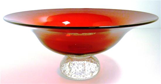 Appraisal: Pairpont compote with ruby flared bowl on colorless bulbous base