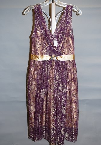 Appraisal: polyester gold purple lace over gold satin finish fabric Two