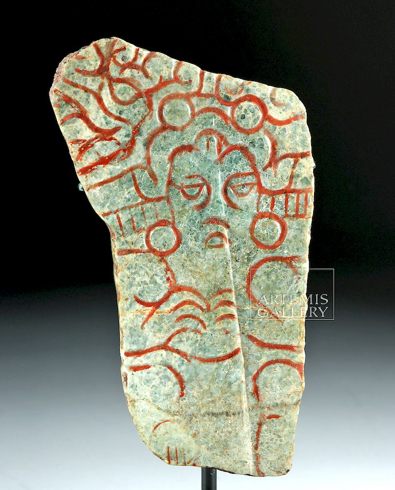 Appraisal: Maya Jade Oblong Pectoral w God Quetzalcoatl Pre-Columbian Southern Mexico