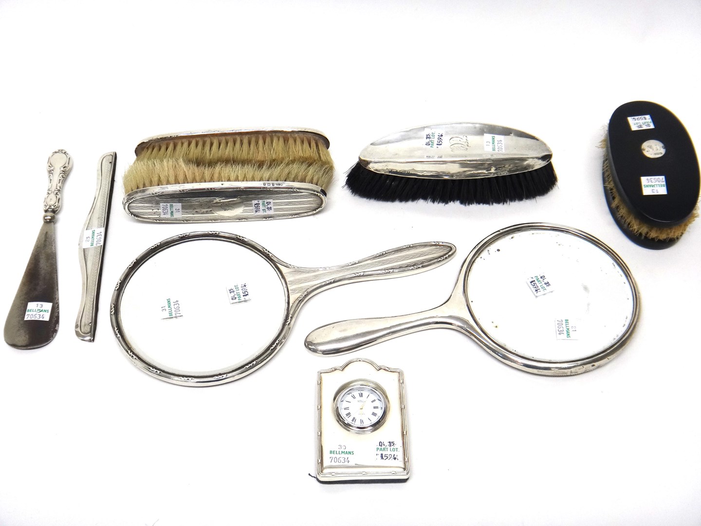 Appraisal: Silver and silver mounted wares comprising two hand mirrors two