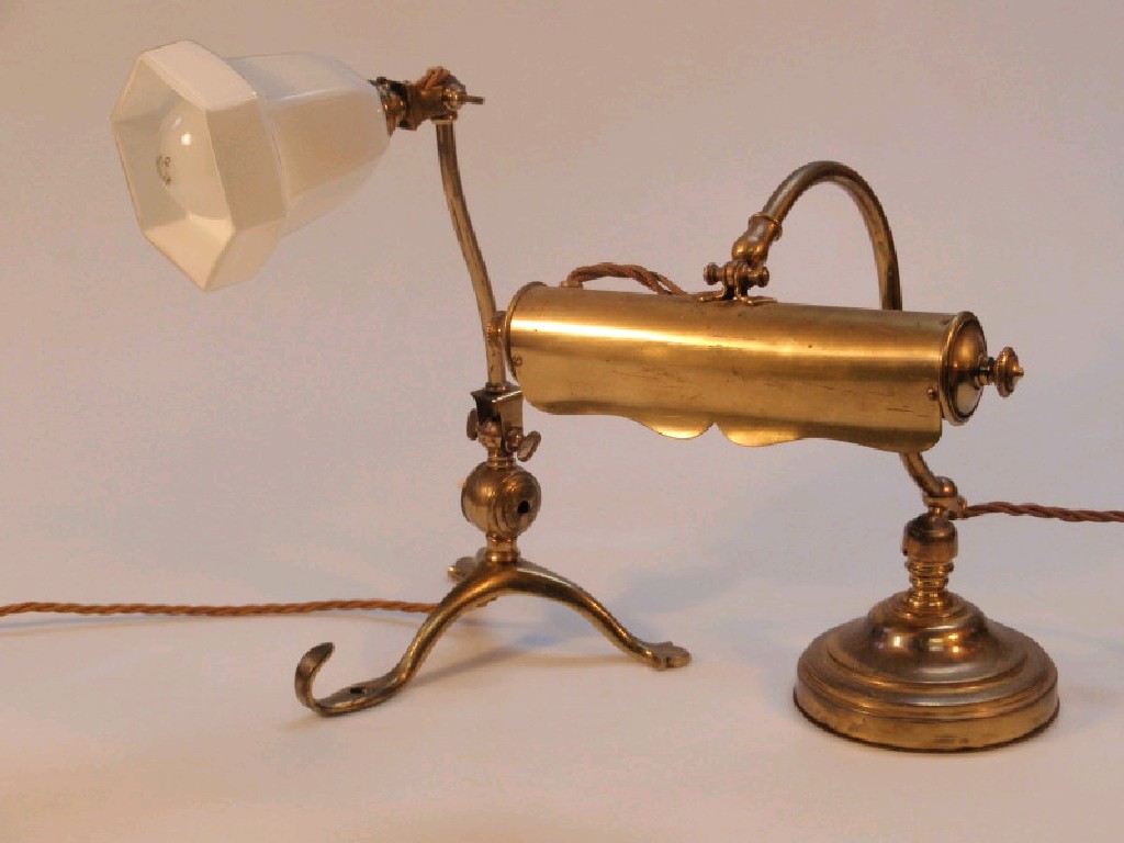 Appraisal: A brass student desk light and another with milk glass