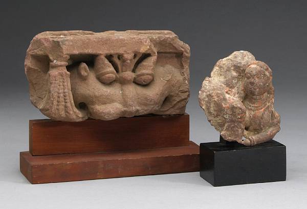 Appraisal: Two Indian red sandstone architectural fragments th- th Century The