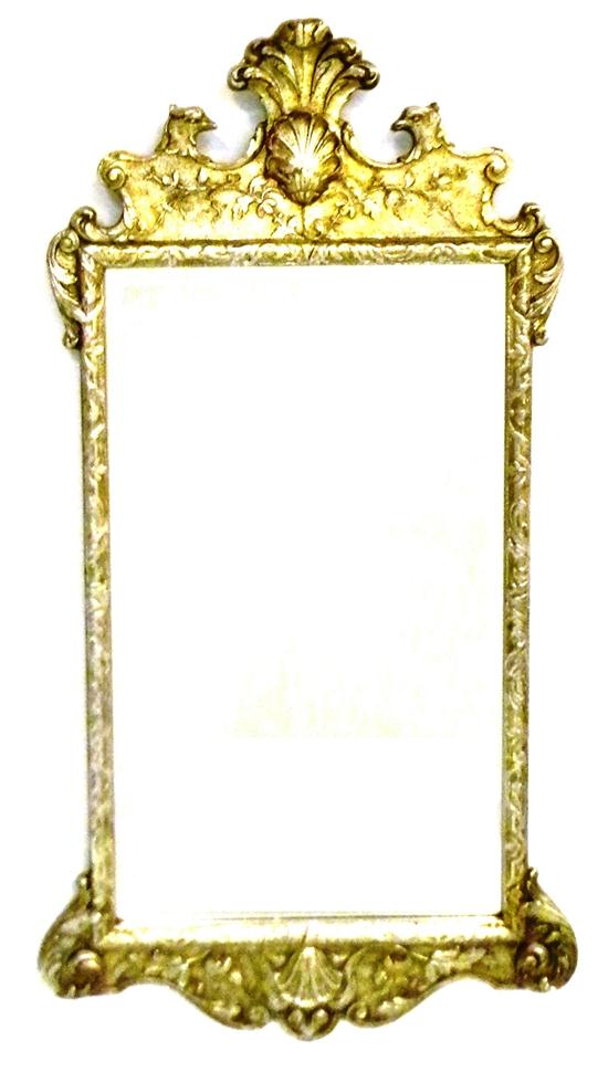 Appraisal: Mirror with silver gilt frame shaped crest with plumage sea