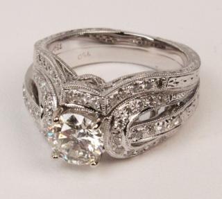 Appraisal: CT DIAMOND CENTER K WHITE GOLD PIECE DIAMOND BRIDAL SET