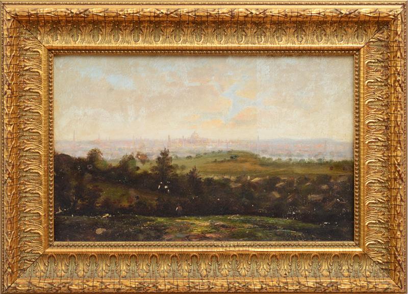 Appraisal: AMERICAN SCHOOL VIEW OF ALBANY Oil on canvas unsigned x