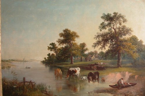 Appraisal: Artist th century British School Title Landscape with Cattle Grazing