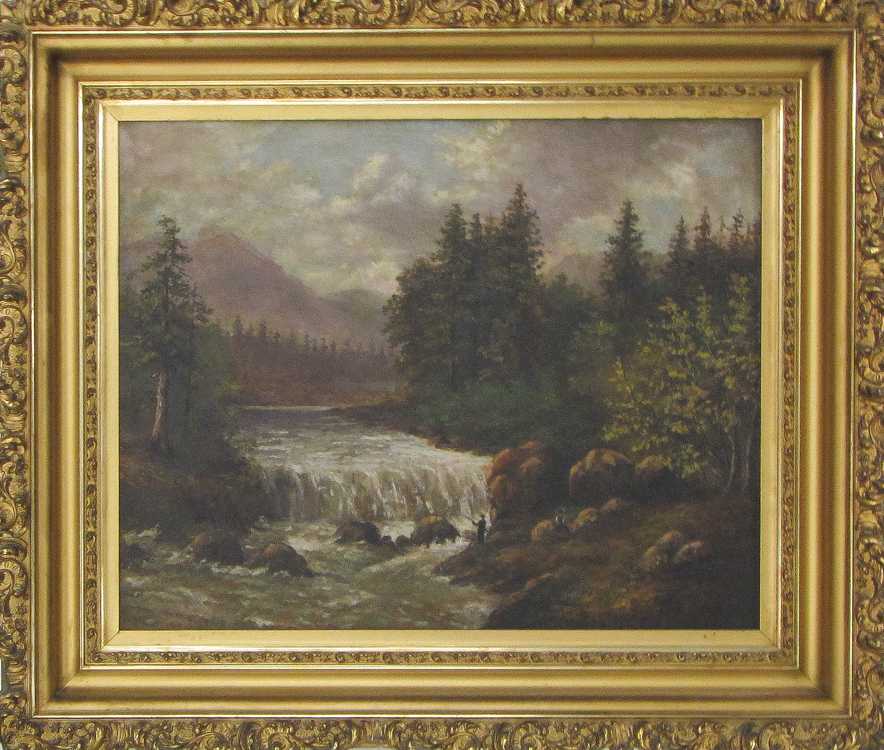 Appraisal: RIVER LANDSCAPE OIL ON CANVAS late th early th century