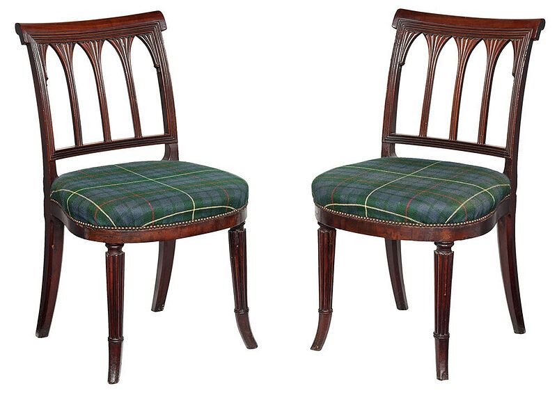 Appraisal: Pair of Baltimore Federal Mahogany Side Chairs Maryland - each