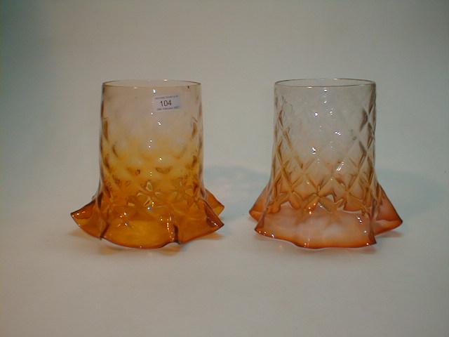 Appraisal: Two similar glass lamp shades quilted body to flared base