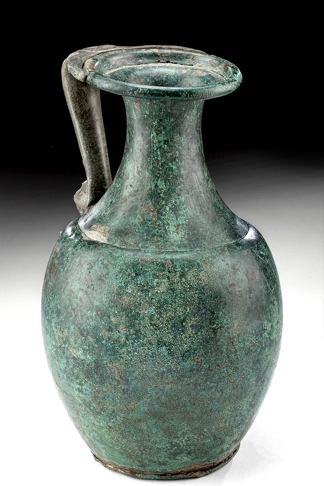 Appraisal: Roman Bronze Pitcher w Bust of Female Deity Rome Imperial