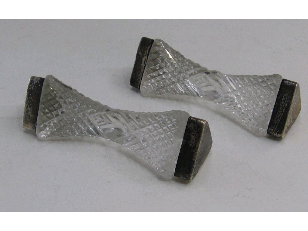 Appraisal: Pair of silver mounted knife rests Birmingham