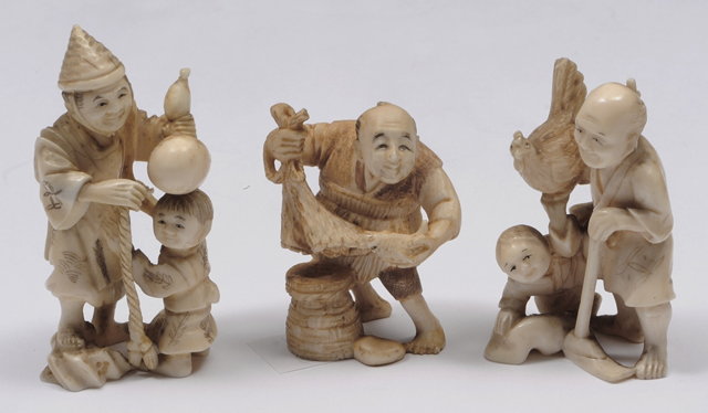 Appraisal: A JAPANESE SMALL IVORY OKIMONO in the form of a