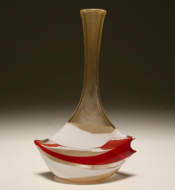 Appraisal: AVEM Fasce Lattimo e Rosso glass vase designed by Anzolo