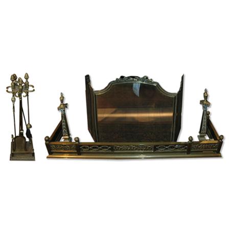 Appraisal: Miscellaneous Group of Louis XVI Style Brass Fireplace Equipment Estimate