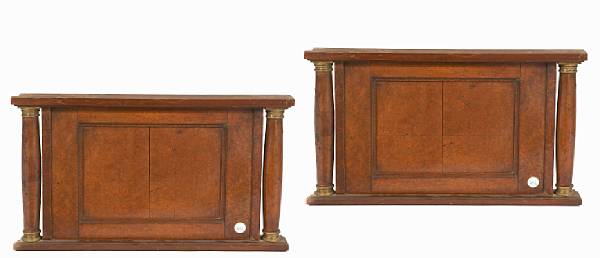 Appraisal: A pair of burl walnut veneered and gilt bronze mounted