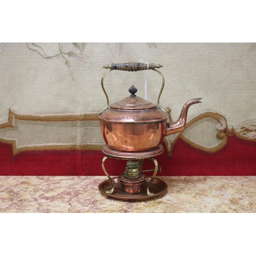 Appraisal: English copper and brass teapot on burner stand approx cm