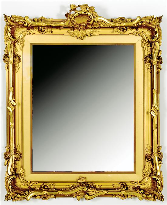 Appraisal: Louis XV style gold-painted framed mirror circa shell and acanthus