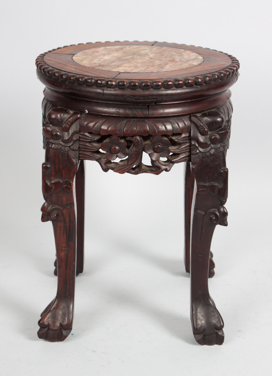 Appraisal: Chinese Export carved rosewood plant stand early th century small