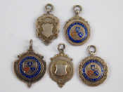 Appraisal: A mixed lot comprising five silver medals including three enamelled