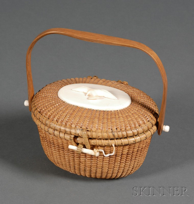 Appraisal: Small Nantucket Friendship Basket Purse Jose Formoso Reyes Nantucket Massachusetts