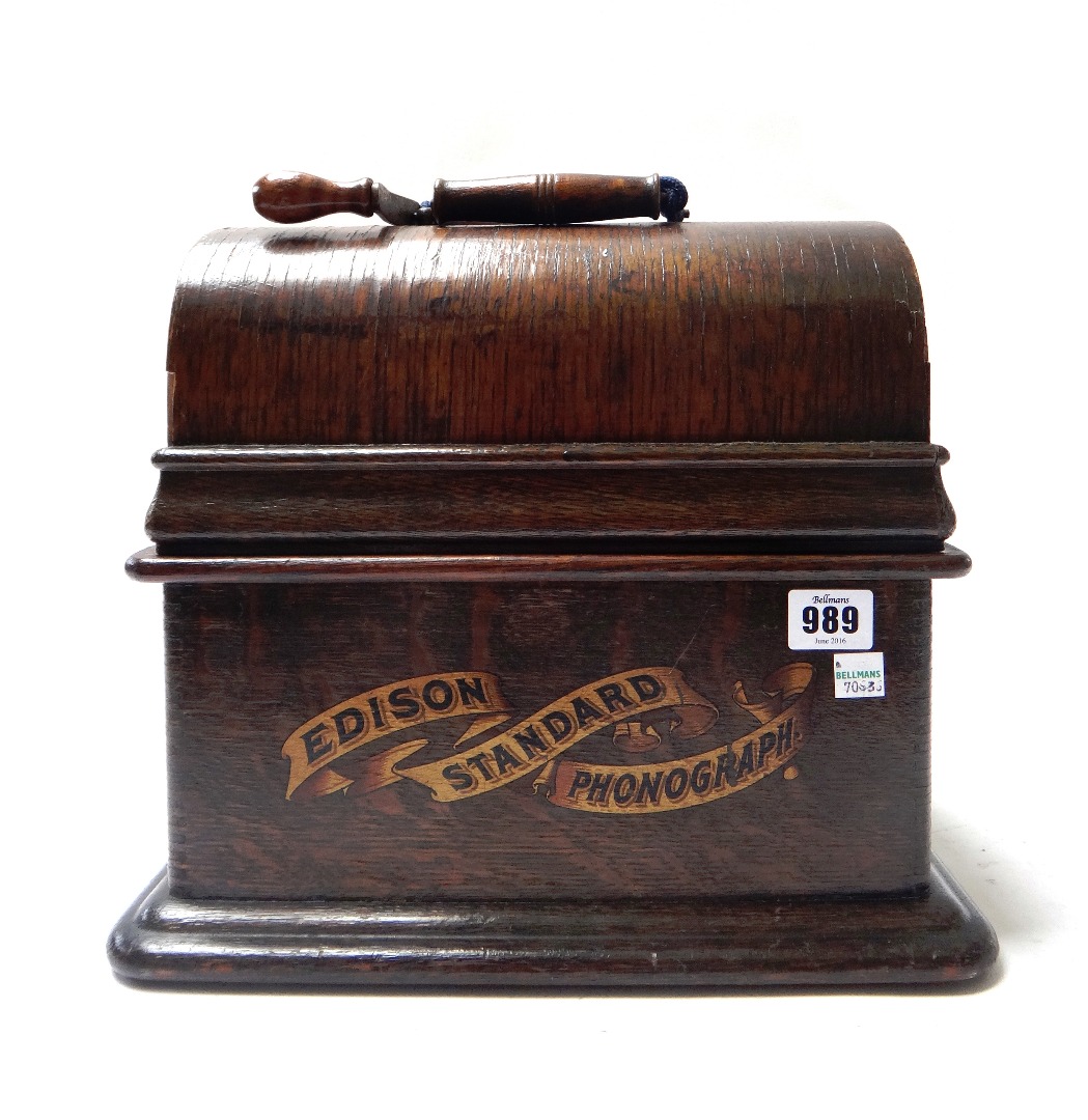 Appraisal: A Thomas Edison standard phonograph early th century oak cased