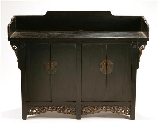 Appraisal: CABINET China late th century hardwood Dovetailed gallery over double