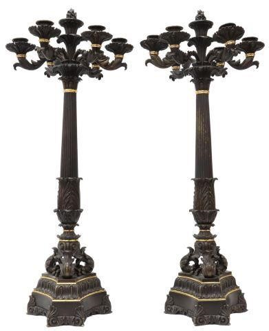 Appraisal: pair French Charles X bronze dore et patine candelabra first