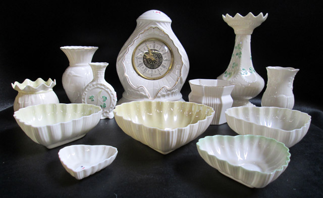 Appraisal: TWELVE BELLEEK PARIAN PORCELAIN PIECES Heart dishes graduating sizes includes